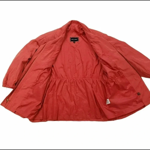 Gallery Coral Orange Lightweight Rain Jacket  Anorak Drawstring Waist Medium - Picture 5 of 7